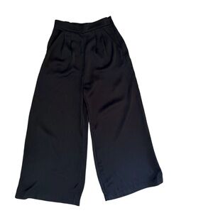 Anthropologie black silky wide leg trousers